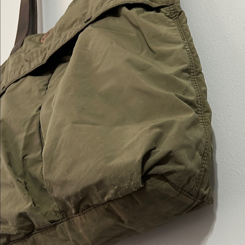 Celine Olive Green Tote with Dark Brown Leather Straps - Picture 4 of 16